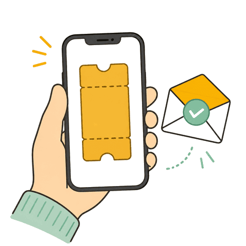 スマートフォンで回数券を開くイラスト